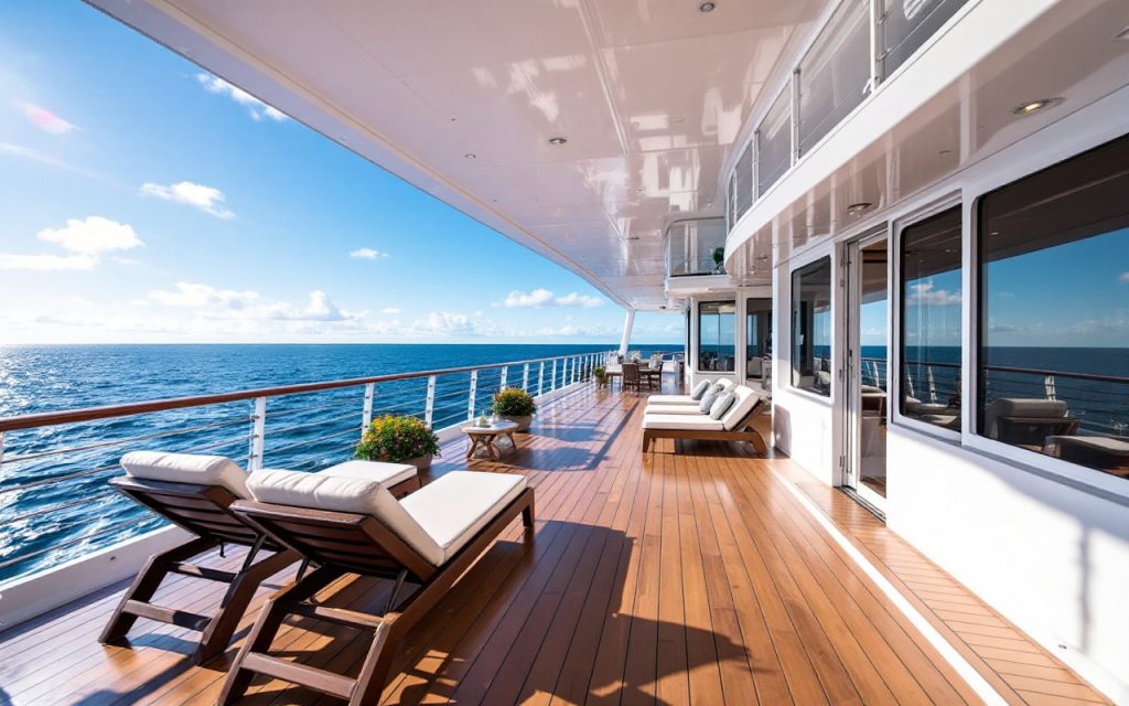 un-pont-de-ferry-luxueux-offrant-une-vue-imprenable-sur-la-mer-avec-des-chaises-longues-elegantes-et-un-vaste-espace-en-bois-sous-un-soleil-doux