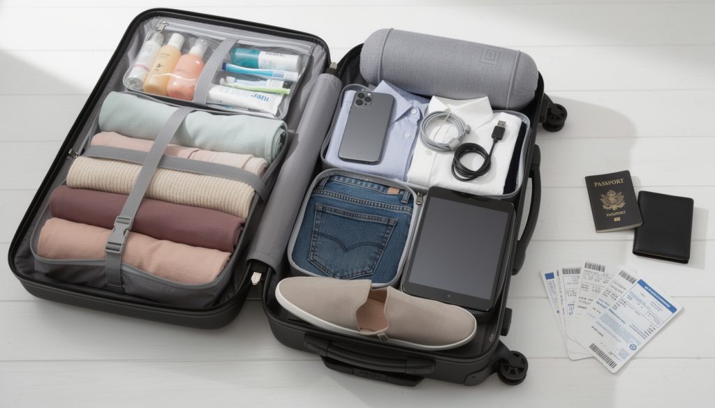 découvrez la liste complète et pratique pour voyager léger uniquement avec un bagage cabine, idéale pour un séjour de 7 à 10 jours sans souci.
